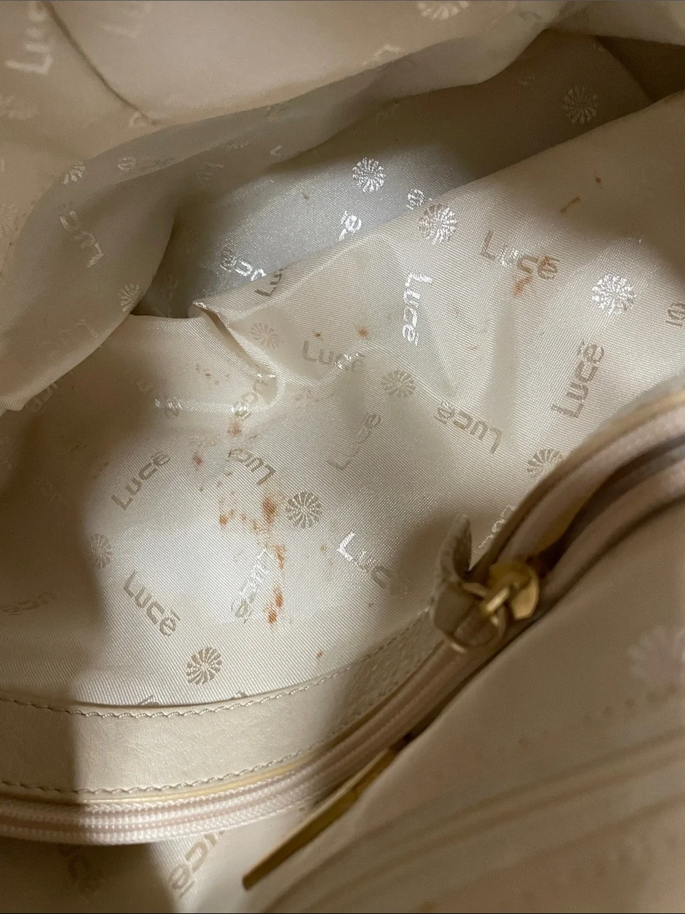 C. Luce Cream Leather Hobo with Gold Ring Hardware